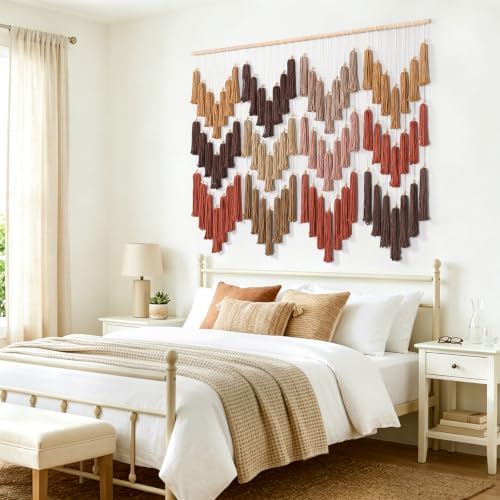Large Macrame Wall Hanging Brown Dip-Dyed Tapestry Bohemian Chic Wall Art - Image 4