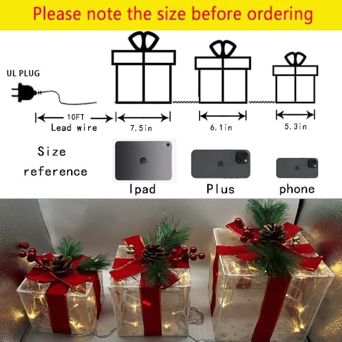 Christmas Decorations Indoor: Set of 3 Christmas Lighted Gift Boxes - Image 3