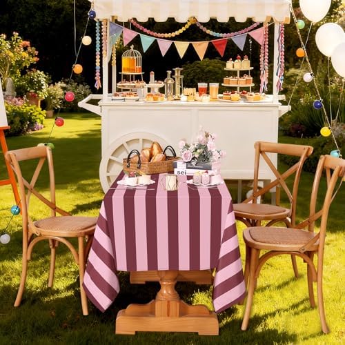 Fanqisi 2 Packs Red and Pink Striped Tablecloth 57 x 120 Inch Rectangle Waterproof Table Cloth Romantic Valentine's Day Table Cover for Bridal Shower Birthday Wedding Party Decoration - Image 7