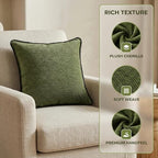 Chenille Velvet Pillow Covers 18x18 Dual Side 2 Pack Green - Image 6