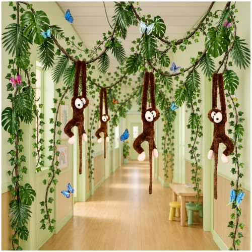 72PCS Jungle Theme Decorations Kit, 20ft with Hanging Monkeys - Image 2