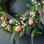 Glitzhome 22" D Easter Wreath with Artificial Easter Eggs Berries and Lavender for Front Door Wall Decor, Spring Easter Garland with Colored Eggs Berries Holiday Decoration - Image 6