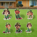6 Pcs St. Patrick's Day Yard Sign Dogs Decorations Green Plaid Glitter Outdoor Lawn Sign with Stakes for St. Patrick's Day Home Garden Irish Decorations Party Decor (6 pack dogs) by TEINSONET