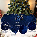 60 Inches Velvet Christmas Tree Skirt Decorations Blue Luxury Xmas Fur Plush Skirts for Merry Christmas Party Rustic Vintage Holiday Home Winter - Image 5