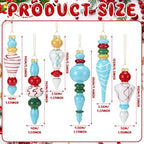 Soaoo 6 Pcs 6.3 in Multicolor Mercury Glass Finial Christmas Ornaments - Image 3