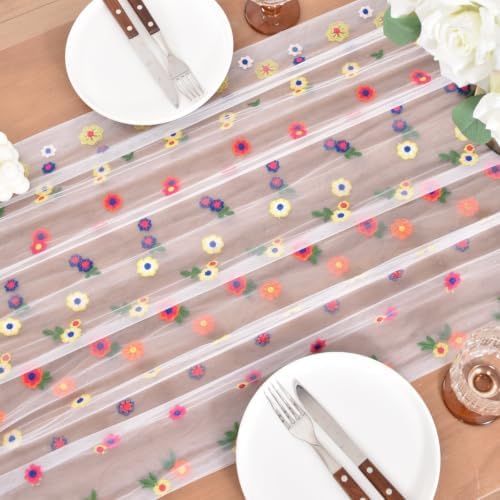 Flower Table Runner Floral Daisy Fall Wedding Birthday Party Home Decor - Image 4