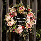 Floroom Floral Wreath, Artificial Peony Wreath, 15"-16" Front Door Decorations Wall Decor by Floroom