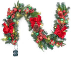 Garvee 6 Feet Christmas Garland with Lights for Mantle, Red Green by Garvee