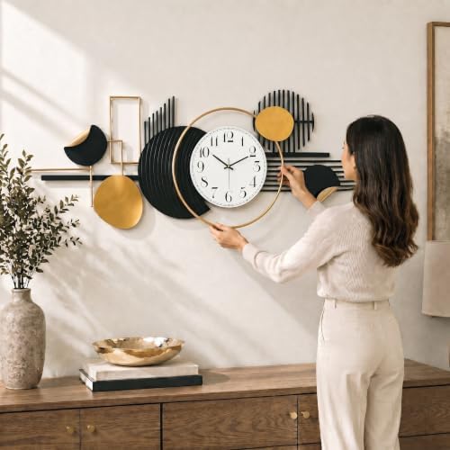 39" Modern Large Wall Clock Decorative Metal Art for Living Room - Image 3