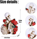 Skull Decor Halloween Decoration: Skeleton Couple Figurines Resin Gothic Statues Vintage Home Decor for Shelf Table Mantel Collectible Wedding Gift (C-Small) - Image 2