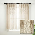 Lush Decor Boho Macrame Textured Cotton Window Curtain Panel Single 40" W x 63" L Neutral - Macrame Curtains for Windows, Room Divider, Boho Wall Decor - Image 5