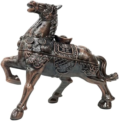Briskfeel Metal Ornament Galloping Horse Statue Classic Bronze Finish Luxury Home Decor Multi Functional Sculpture for Living Room Office Desk Feng Shui Art (D3 Bronze) by Briskfeel