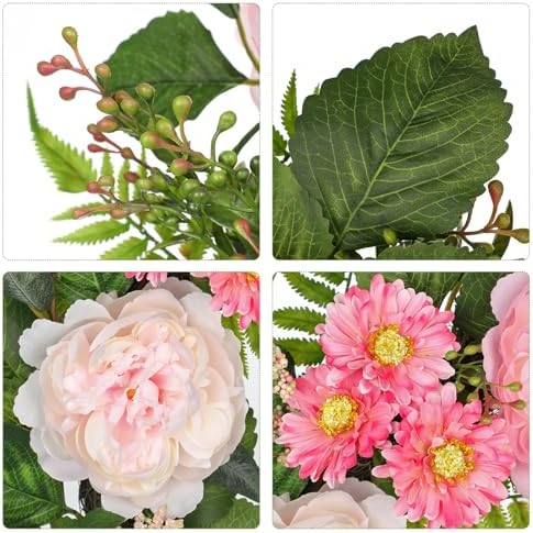 Spring Summer Wreath for Front Door with Large Peonies, Daisies for All Seasons Indoor Outdoor Use, 24" Silk Floral Wreath Spring Summer Decorations for Home, Porch, Wall, Farmhouse, Wedding Decor - Image 2