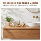 StorageWorks Wicker Scalloped Edge Serving Tray, Scalloped Rattan Tray - Image 6