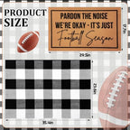 Honoson 2 Pcs Fall Football Door Mat, Coir Buffalo Plaid Layered Set - Image 2