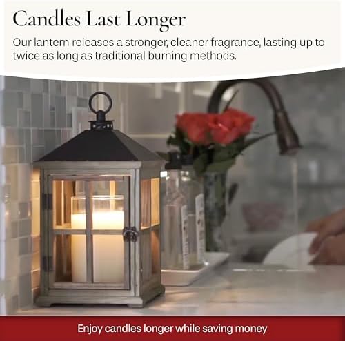 Candle Warmers Etc. White Wooden Farmhouse Candle Warmer Lantern – for Top-Down Warming & Flame-Free Fragrance - Image 4