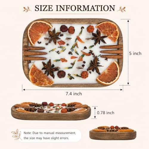 Apple Cinnamon Scented Wooden Dough Bowl Candle, 6 Wood Wicks, Fall Decor, Thanksgiving Centerpiece - Image 2