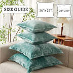 Luxurious Velvet Euro Shams Decorative Throw Pillow Covers 26x26 Set of 2 Solid Square Euro Pillow Shams for Sofa Couch Bedroom, Aqua Green - Image 5