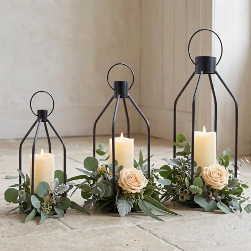 Elegant Black Decorative Lanterns Set of 6-19/16/13 Inch - Image 4