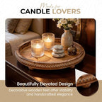 Round Wooden Trays for Decor - Beaded Round Decorative Tray - Image 7