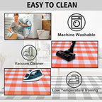 Orange and White Plaid Rug, 4' x 6' Fall Outdoor Front Door Decor Mat, Cotton Washable Hand-Woven Rug for Layered Doormat, Autumn Halloween Thanksgiving Carpet for Porch, Entryway - Image 5
