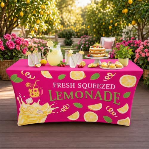 Frienda 2 Pcs Lemonade Stand Supplies 6ft Lemonade Stand Stretch Tablecloth - Image 2