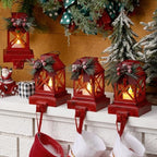 Therwen 2 Pcs Christmas Stocking Holders Lantern, LED, Classic, Red - Image 5