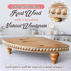 Farmhouse Corner Shelf Stand [with Removable Feet] - Bathroom Countertop Organizer, Decorative Tray Riser, Beaded Wooden Tray, Corner Tray Plant Stand, Coffee Bar Organizer for Kitchen Countertop - Image 2