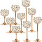 Candle Holder Candlestick Holders- 3Set Gold Crystal Pillar Candle Holders,Metal Candlestick Stands for Wedding Centerpieces,Table Decor for Church,Valentine's Day Housewarming Gift,9Pcs by Unknown