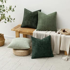 MIULEE Decorative Chenille Euro Pillow Covers Forest Green 22x22 Pack of 4 - Image 4
