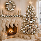 Lunmon 64 Pcs Champagne Gold White Christmas Ornaments 1.57/1.97/2.36 Inch - Image 2