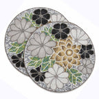 Beaded Round Placemats for Dining Table Flowe Design Silver Multi Set of 2-13 Inches Round for Gathering, Christmas, Thanksgiving - Occasional Decoration - Image 6