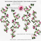 FiveSeasonStuff 29 Ft 4 Pack Rose Silk Flower Garland Artificial Flowers Decoration Hanging Floral Décor for Wedding Baby Shower Birthday Party Garden (Fuchsia) - Image 6