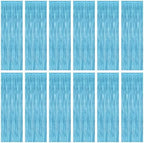 12 Pack Party Decorations, 3.28 FT x 7.05 FT Sky Blue Curtains, Metallic Party Streamers Photo Booth Backdrop Foil Fringe Curtains, Light Blue Winter Wonderland Backdrop Birthday Decor by ZATAYE