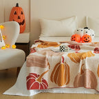 Pumpkin Throw Blanket for Couch 50x60 Fall Halloween Blankets, Soft Cozy Reversible Textured Fleece Fluffy Blanket for Bed Sofa Autumn Home Decor - Image 4