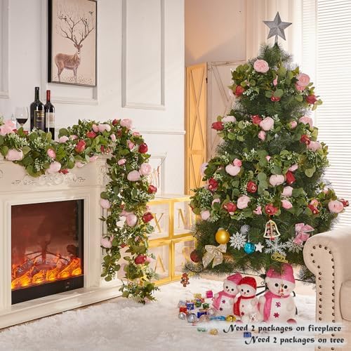PONKING Artificial Flower Garland 5.4ft Floral Rose Vine Decor, Pink Flower - Image 5