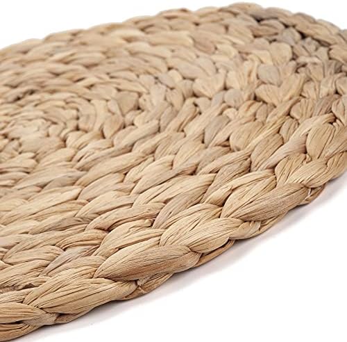 6 Pack 13.8" Woven Placemats, Natural Hand-Woven Water Hyacinth Placemats, Round Braided Rattan Tablemats for Dining Table, Large Weave Round Place Mats Heat Resistant Non-Slip Table Mats, 13.8 Inch - Image 7