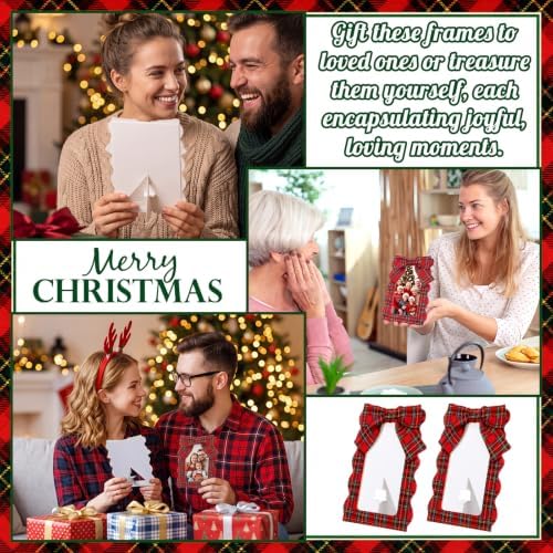 60 Pcs Scalloped Christmas Picture Frames 4x6 Bulk Tartan Plaid Photo Frame - Image 5