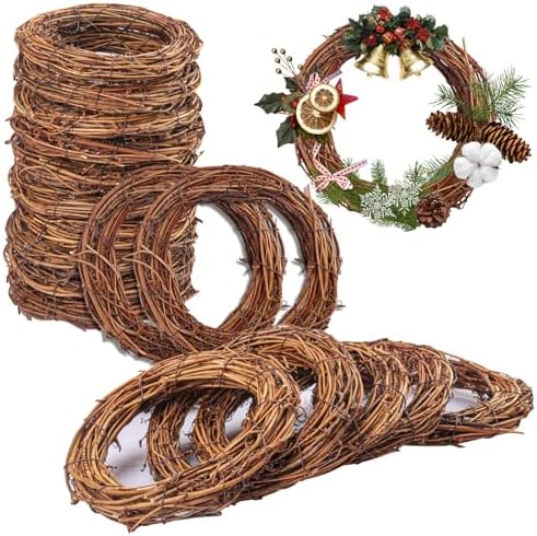 18 Pcs 6 inch Natural Grapevine Wreath Set, Hand-Woven Vine Branch Wreaths for DIY Crafts, Christmas Decorations, Home & Event Styling by KUKLIPJIM