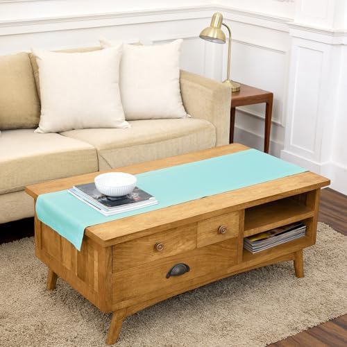 Solino Home Cotton Linen Dining Table Runner Pastel Turquoise, 14 x 60 in by SolinoHome