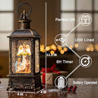 Christmas Snow Globes, Manger Snowflake Ball Nativity Scene, Silent Night Music Water Lantern, USB Powered & Battery, Holiday Decorations Gifts for Family, Children or Friend - Image 2