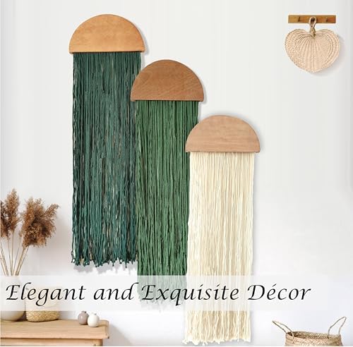 Induslyfe Macrame Wall Hanging 3 pcs Tapestry Woven Boho Home Chic Wall decor Bohemian Geometric Art Decor Bedroom Nursery Apartment Dorm Decoration Minimalistic Sage Green gift Birthday Xmas - Image 2