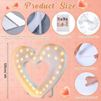Maxcheck 4FT Marquee Large Light up Decoration, Balloon Frame with Bulb Light String Foam Marquee Signs for Valentine's Eid Birthday Engagement Baby Shower Party Decorations(Heart) - Image 2