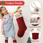 Personalized Christmas Stockings,Custom Embroidered Name & Monogram Knit Stockings for Kids,Family - Intertwined Cable Knit 18" Christmas Stocking for Fireplace Holiday Decor(6 Pack) - Image 2