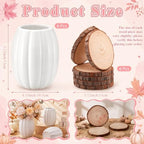 Rtteri 6 Set 5.12" Ceramic Pumpkin Vase with Wood Slices Glazed Fall Flower Pots for Autumn Home Decor Smooth Pottery Planter Pack for Thanksgiving Tabletop Decoration Housewarming Gifts(Pink, White) - Image 2