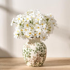 SIDUCAL Ceramic Green and Beige Antique Vase, 5.83 Inch Retro Ice Cracked Chinoiserie Floral Vase, Rustic Farmhouse Vases for Home Decor, Bookshelf, Office, Garden, Chinoiserie Decor, Tuscan Decor by SIDUCAL