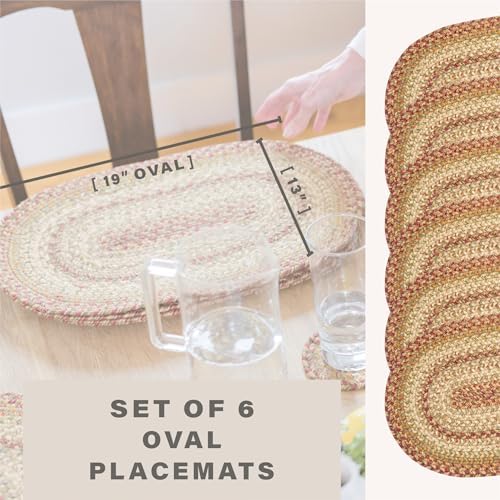 Homespice Harvest Braided Placemats for Country Decor, Oval 13x19 Set of 6 - Image 2