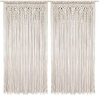 Macrame Curtains for Wall Decor, Macrame Wall Hanging 79" x 35" 2 Panels by Foreate