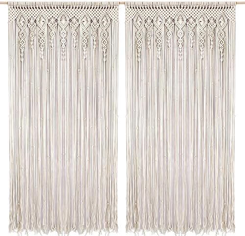 Macrame Curtains for Wall Decor, Macrame Wall Hanging 79" x 35" 2 Panels by Foreate