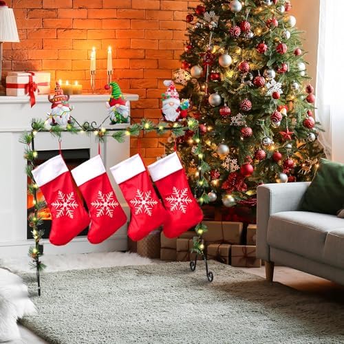 Sliner Christmas Stocking Holder with 12 Detachable Hooks 39.8 in Metal Stocking Holder Stand with String Lights, Freestanding Hangers Racks for Floor Fireplace Living Room(Reindeer) - Image 4